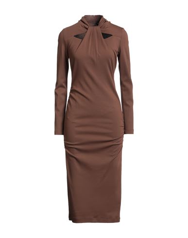 Giorgio Armani Woman Midi Dress Brown Size 10 Viscose, Polyamide, Elastane In Brown
