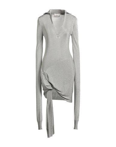 Coperni Woman Mini Dress Silver Size M Viscose, Metallic Fiber In Gray