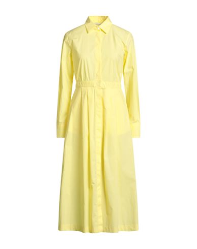 Caliban Woman Midi Dress Yellow Size 6 Cotton, Elastane In Yellow