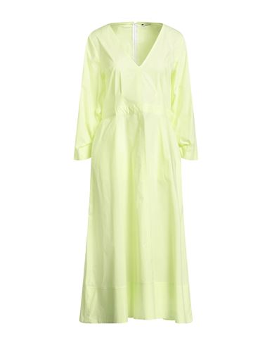 Caliban Woman Midi Dress Lime Green Size 6 Cotton, Elastane In Green