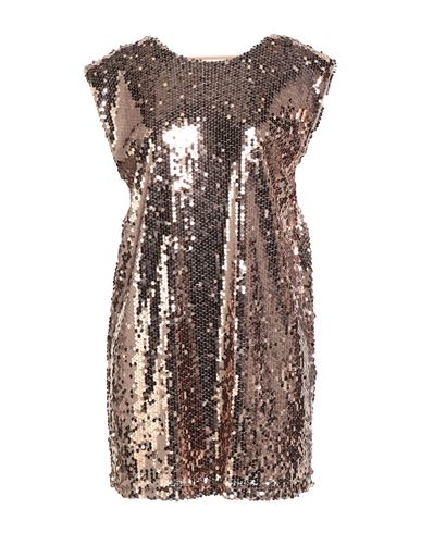 Kontatto Woman Mini Dress Bronze Size Onesize Polyester In Gold
