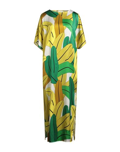 Herzensangelegenheit Woman Maxi Dress Green Size 8 Silk, Elastane In Multi