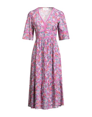 Ba&sh Ba & Sh Woman Midi Dress Lilac Size 3 Viscose, Cotton In Purple