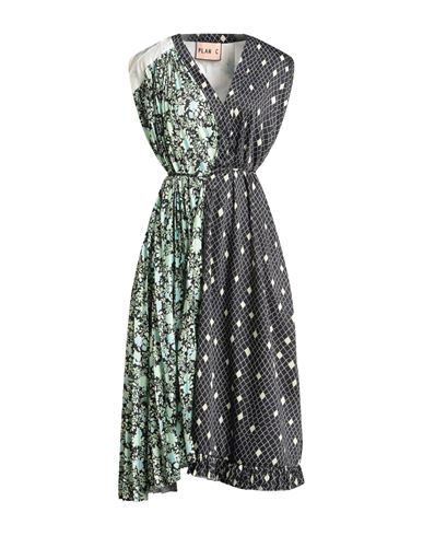 Plan C Woman Midi Dress Black Size 12 Polyester In Gray