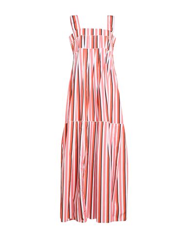 Plan C Woman Maxi Dress Salmon Pink Size 8 Cotton In Multi