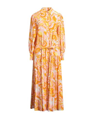 Herzensangelegenheit Woman Maxi Dress Orange Size 6 Linen, Viscose In Multi