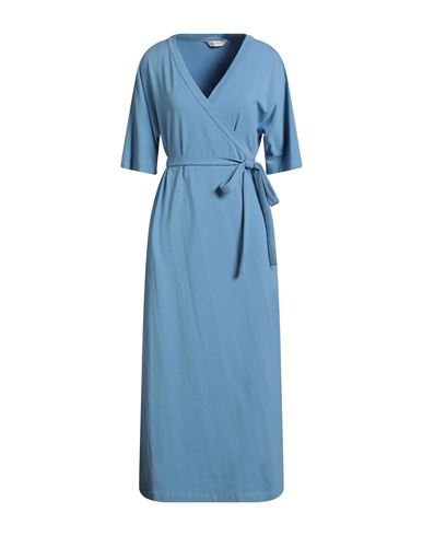 Max Mara Lesure Woman Midi Dress Slate Blue Size L Cotton, Elastane