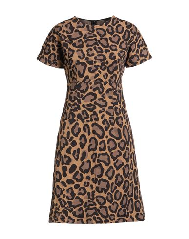 Dolce & Gabbana Woman Mini Dress Camel Size 10 Polyester, Cotton, Polyamide In Brown