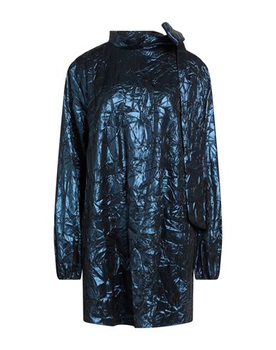 The M .. Woman Mini Dress Blue Size M Polyester, Metallic Polyester In Blue
