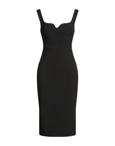 Victoria Beckham Woman Midi Dress Black Size 2 Polyester, Virgin Wool, Polyamide, Elastane