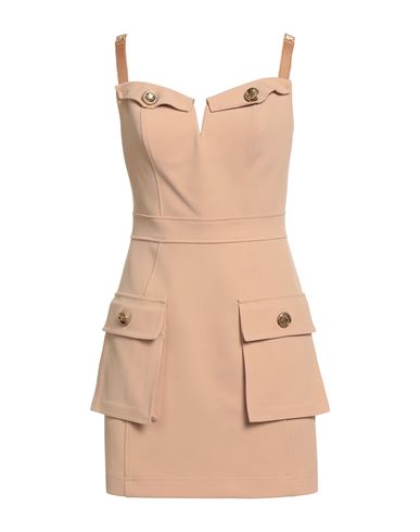 Elisabetta Franchi Woman Mini Dress Camel Size 6 Polychloride, Virgin Wool, Elastane In Brown