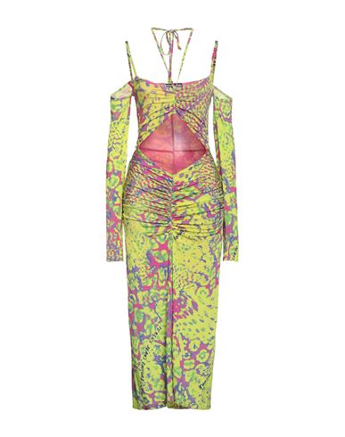 Versace Jeans Couture Abstract-print Off-shoulder Midi Dress In Green