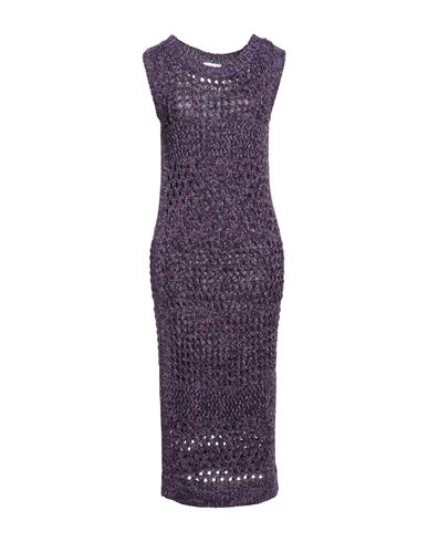 Nenette Woman Midi Dress Purple Size S Viscose, Metallic Polyester In Purple