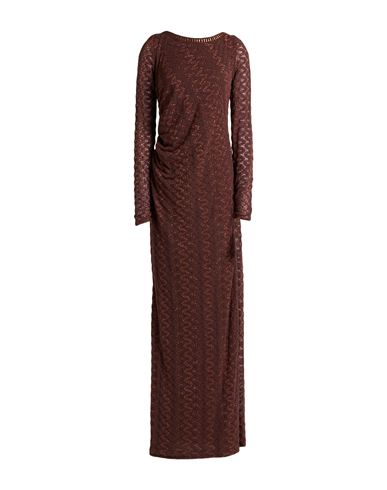 Pho® Firenze Pho Firenze Woman Maxi Dress Brown Size L Cotton, Polyester, Lurex In Brown