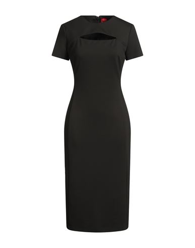 Hugo Boss Hugo Woman Midi Dress Black Size 4 Polyester, Viscose, Elastane In Black