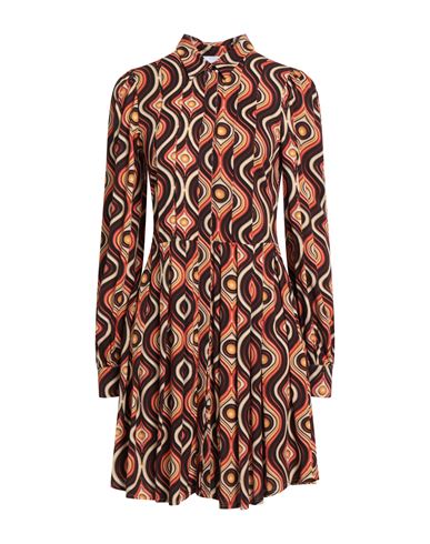 Silvian Heach Woman Mini Dress Chocolate Brown Size 8 Viscose In Burgundy
