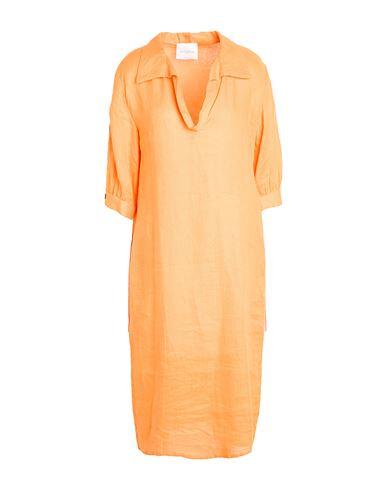 Ballantyne Woman Midi Dress Mandarin Size 4 Linen In Orange