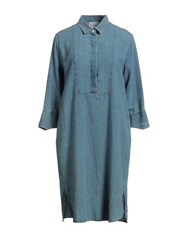 Academia Woman Midi Dress Blue Size M Linen, Cotton In Blue