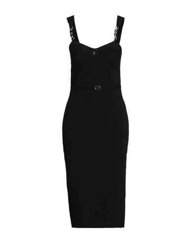 Twinset Woman Midi Dress Black Size L Viscose, Polyamide, Polyester, Elastane In Black