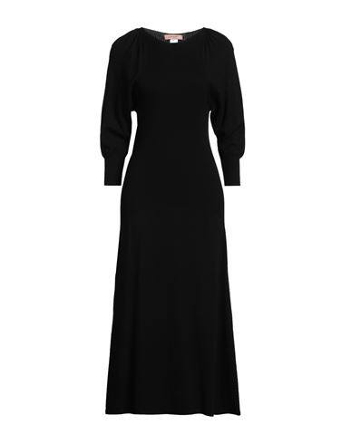 Twinset Woman Midi Dress Black Size L Viscose, Polyester In Black