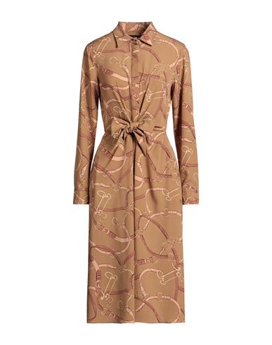 Ralph Lauren Lauren  Woman Midi Dress Camel Size 4 Recycled Polyester In Multi