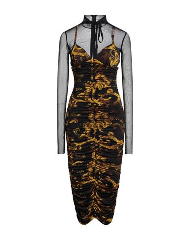 Versace Jeans Couture Woman Midi Dress Black Size 8 Viscose, Elastane, Polyamide In Black