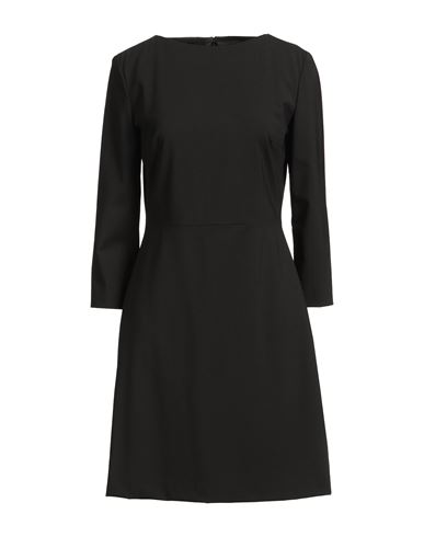 Theory Woman Mini Dress Black Size 12 Virgin Wool, Elastane