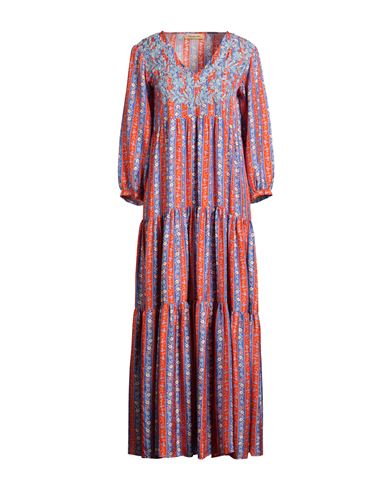 Muzungu Sisters Woman Maxi Dress Orange Size S Silk In Orange