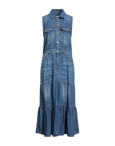 Ganni Woman Midi Dress Blue Size 8/10 Organic Cotton, Tencel Lyocell