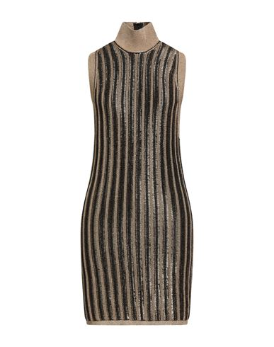 Tom Ford Woman Mini Dress Gold Size L Virgin Wool, Viscose, Metallic Fiber In Brown