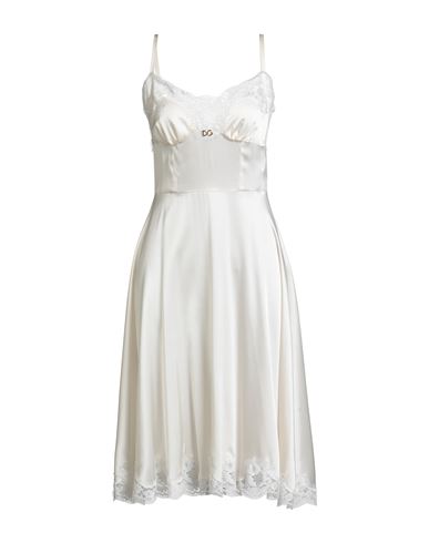 Dolce & Gabbana Woman Midi Dress Ivory Size 6 Silk, Polyamide, Cotton, Viscose, Elastane In White