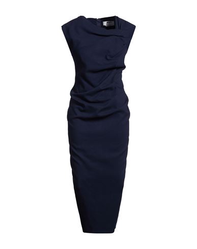 Msgm Woman Midi Dress Navy Size 10 Viscose, Polyester, Elastane In Blue