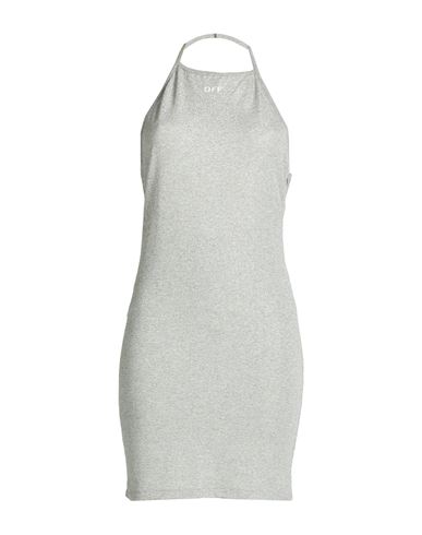 Off-white Woman Mini Dress Grey Size 6 Viscose, Polyamide, Metallic Fiber, Elastane In Gray