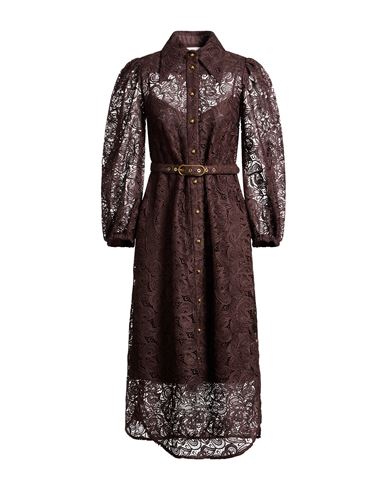 Zimmermann Woman Midi Dress Chocolate Brown Size 2 Recycled Polyester, Elastane In Brown