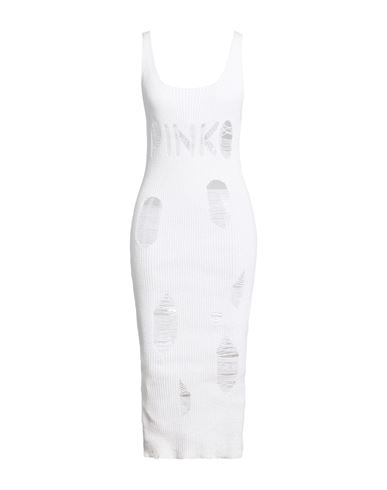 Pinko Woman Midi Dress White Size M Cotton, Polyester