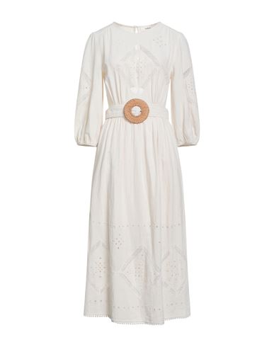 Ba&sh Ba & Sh Woman Midi Dress Ivory Size 3 Cotton In Animal Print