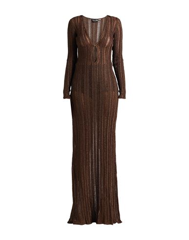 Tom Ford Woman Maxi Dress Dark Brown Size M Viscose, Polyester, Metallic Fiber In Animal Print