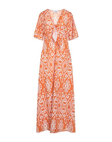 Niū Woman Maxi Dress Mandarin Size L Cotton In Orange