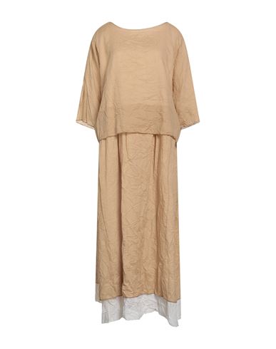 Corinna Caon Woman Midi Dress Sand Size L Cotton In Neutral