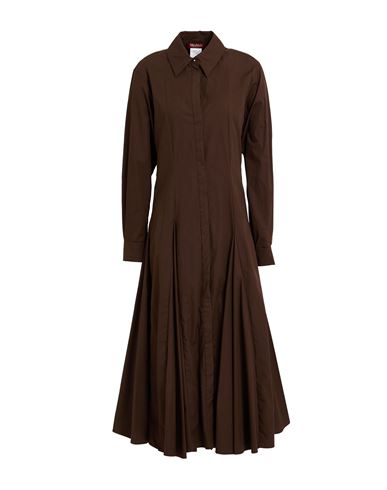 Max Mara Studio Woman Midi Dress Chocolate Brown Size 16 Cotton