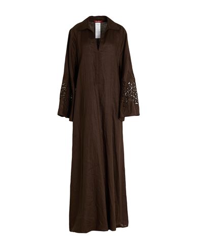 Max Mara Studio Woman Maxi Dress Dark Brown Size 14 Linen