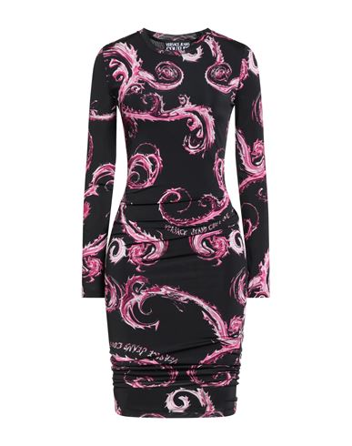 Versace Jeans Couture Woman Midi Dress Black Size 8 Viscose, Elastane In Black