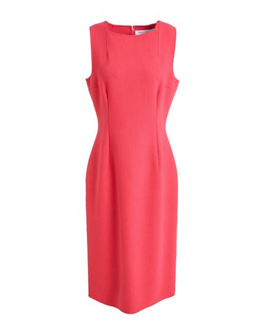 Michael Kors Collection Woman Midi Dress Coral Size 14 Virgin Wool, Viscose, Elastane In Red