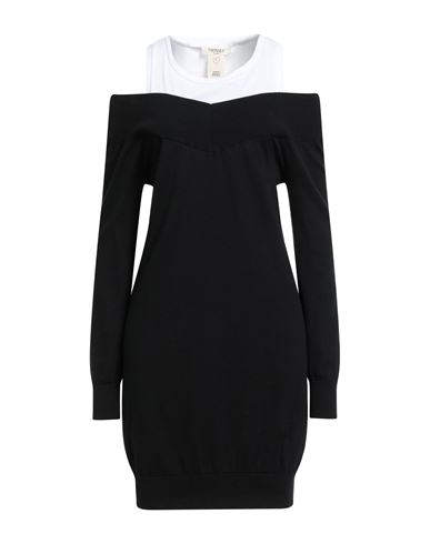 Twinset Woman Mini Dress White Size L Cotton In Black