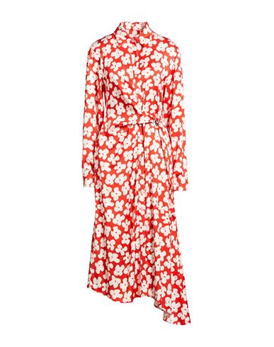 Msgm Woman Midi Dress Red Size 6 Viscose