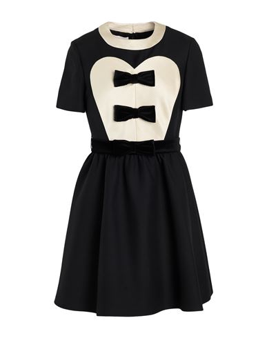 Valentino Bow-detailed Velvet And Ribbed Satin-trimmed Wool And Silk-blend Mini Dress In Black