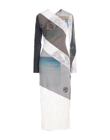 Marine Serre Woman Maxi Dress Grey Size M Cotton, Polyamide, Elastane In Gray