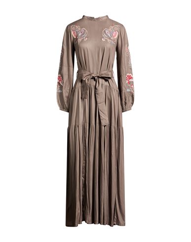 Connor & Blake Woman Maxi Dress Taupe Size L Viscose In Gray