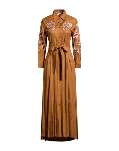 Connor & Blake Woman Maxi Dress Camel Size M Viscose In Sand