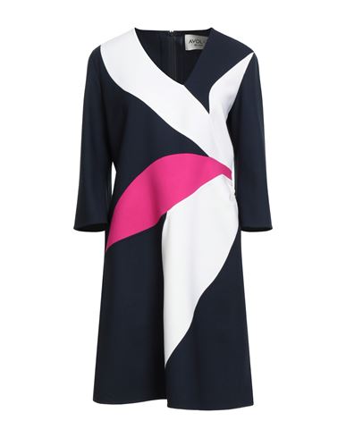 Avolio Milano Woman Mini Dress Navy Size 16 Virgin Wool, Lyocell, Polyamide In Blue
